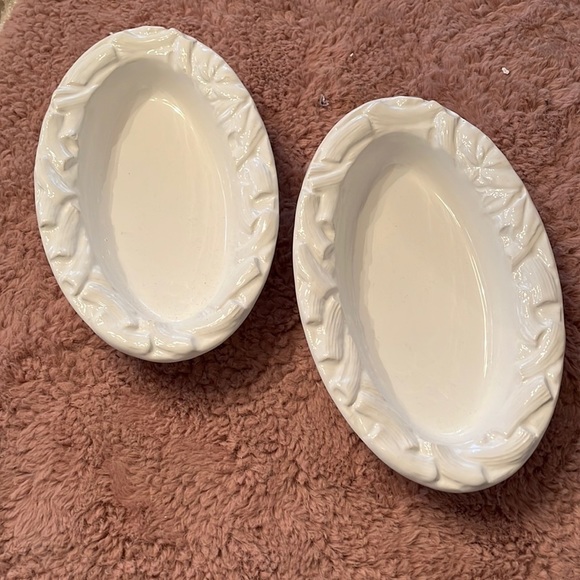 Antics Fornace Vintage Pasta Embossed Large White Oval Pasta Bowls, Made Italy - Picture 1 of 5